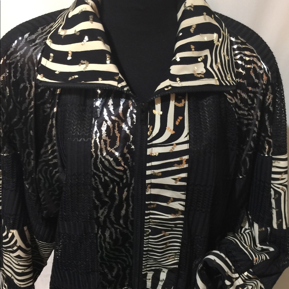 Carolean🌷Jkt Blk/Gold/Cream Lined Size L - Picture 3 of 8